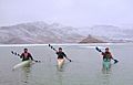 Mohammad Abubakar Durrani with Kayak paddlers Pakistan in snow training 2012 (Hanna Lake)