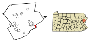 Location of Delaware Water Gap in Monroe County, Pennsylvania.