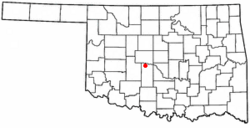 Location of Minco, Oklahoma