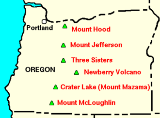 Oregon volcanoes map