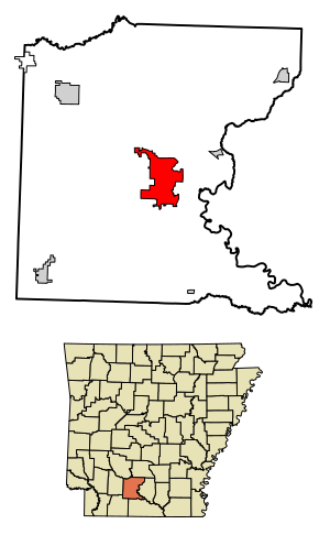 Location in Ouachita County and the state of Arkansas