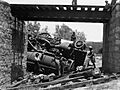 Palestine disturbances 1936. Capsized locomotive
