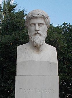 Modern bust at Chaeronea intended to represent Plutarch, based on a bust from Delphi once identified as Plutarch, but now no longer