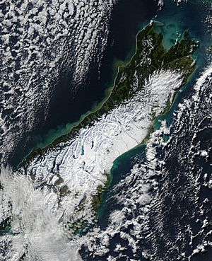 Satellite image of South Island New Zealand