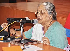 Dhiruben in February 2013 at Gujarat Vishwakosh Trust