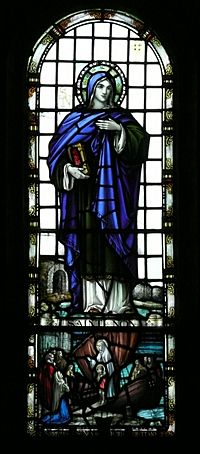St Non stained glass window in St Nons Chapel.jpg