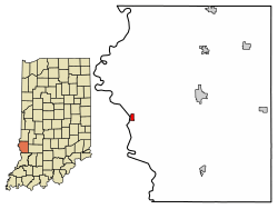 Location of Merom in Sullivan County, Indiana.