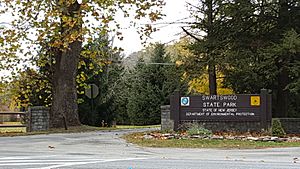 Swartswood State Park entry gate sign