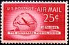 The United States 1949 Mi 603 stamp (75th anniversary of the UPU. Globe with long-range airliner Boeing 377 Stratocruiser).jpg