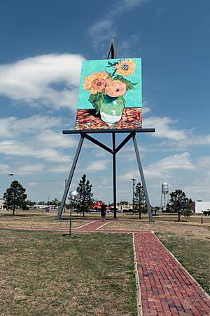 Oversized reproduction of van Gogh's Sunflowers (2014)