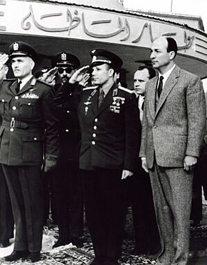 Yuri Gagarin and Zakaria Mohieddin 05-02-1962 Cairo Almaza Air Base