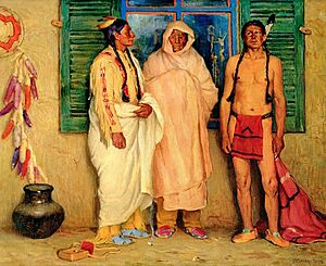 'Three Taos Indians' by Joseph Henry Sharp, oil on canvas
