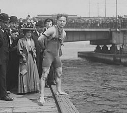 After Harry Houdini jumps off Harvard Bridge in Boston 1908