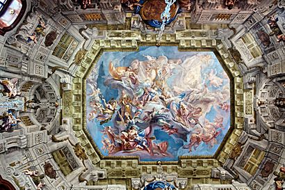 Carlo Innocenzo Carlone - Prince Eugene as a new Apollo and leader of the Muses - Schloss Belvedere, Ceiling of the Marble Hall