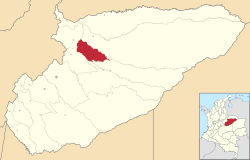 Location of the municipality and town of Pore, Casanare in the Casanare Department of Colombia.
