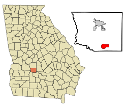 Location in Crisp County and the state of Georgia