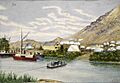 Dibsell's Landing, Te Aroha, watercolour by John Philemon Backhouse, 1881