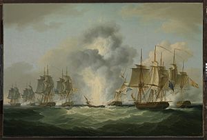 Four frigates capturing Spanish treasure ships (5 October 1804) by Francis Sartorius, National Maritime Museum, UK