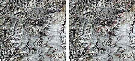 Great Wall of China, Satellite image red composite