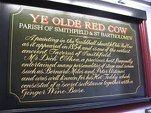 Information board about Ye Olde Red Cow pub - geograph.org.uk - 1127950