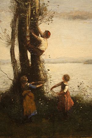 Jean-Baptiste-Camille Corot - The Little Bird Nesters (1873-1874) detail 01
