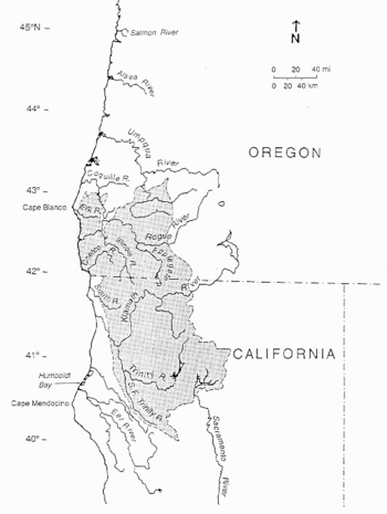 Map of the Klamath Mountains