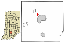 Location of Oolitic in Lawrence County, Indiana.