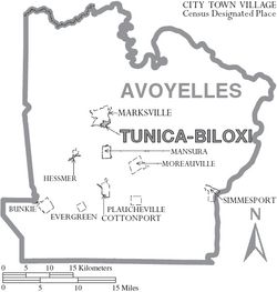 Map of Avoyelles Parish Louisiana With Municipal Labels