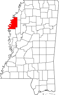 Map of Mississippi highlighting Bolivar County