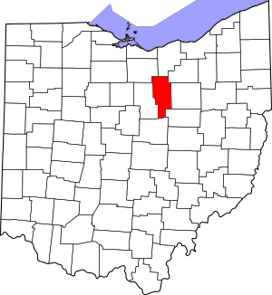 Map of Ohio highlighting Ashland County