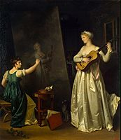 Marguerite Gérard - Painter when painting a portrait of a lute player