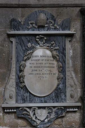 Memorial to John Ross in Exeter Cathedral
