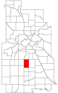 Location of Central within the U.S. city of Minneapolis