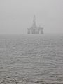Oil Platform in mist, Cromarty Firth near Rosskeen - geograph.org.uk - 851812