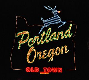 Portland Oregon - White Stag sign
