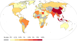 Projected share of inadequately managed plastic waste (2025)
