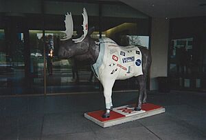 Promotional moose statue in lobby of Shoppers Drug Mart headquarters