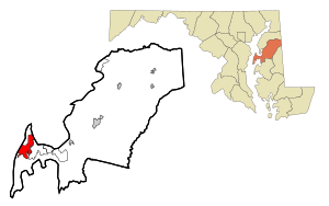 Queen Anne's County Maryland Incorporated and Unincorporated areas Stevensville Highlighted.svg