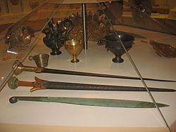 Replicas of Mycenaean swords and cups