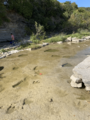 River with dinosaur footprints