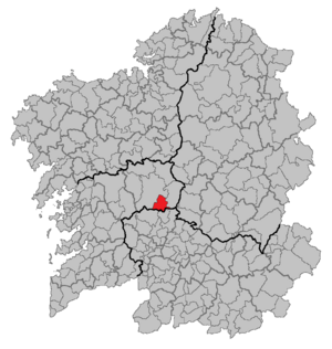 Location of Dozón within Galicia