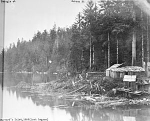 Squamish dwellings at Coal Harbour, Vancouver, 1868