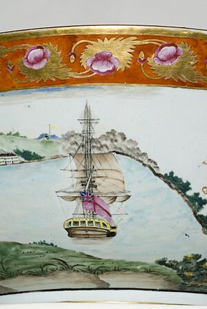 Sydney Cove punchbowl detail ship a281053