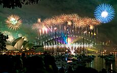 Sydney habour bridge & opera house fireworks new year eve 2008