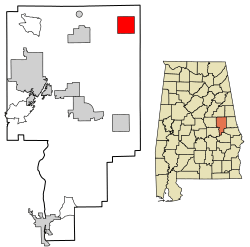 Location of Daviston in Tallapoosa County, Alabama.