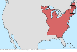 Map of the change to the international disputes involving the United States in central North America on June 11, 1778