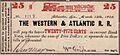Western & Atlantic Railroad 25¢ bearer certificate 1862