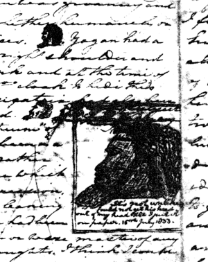 Yagan's head from Moore's diary