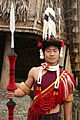 Ao tribesman at his village for festival celebration Nagaland India