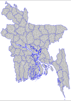 Upazilas of Bangladesh, divided by white lines